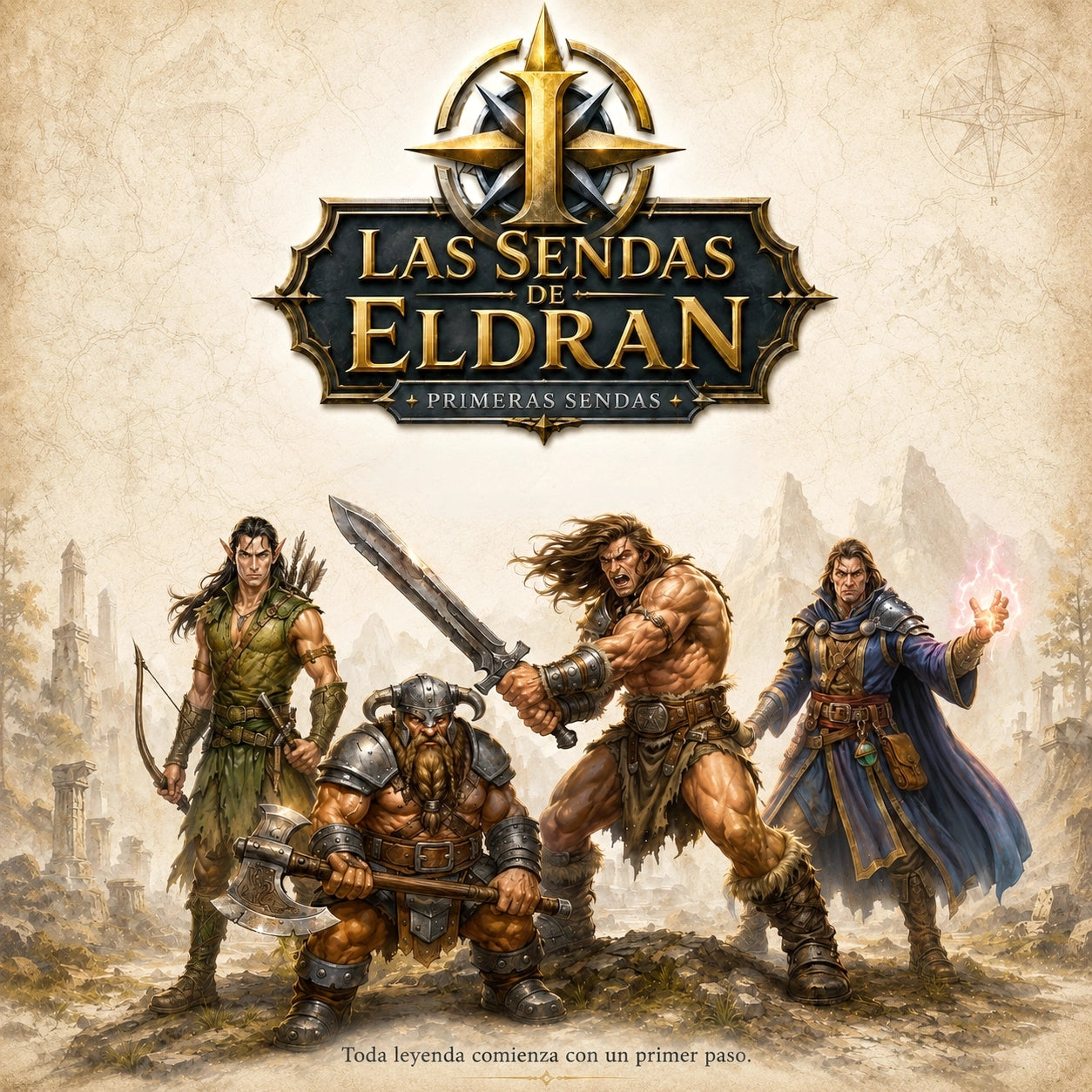 Starter Kit Las Sendas de Eldran con manual, héroes, cartas, tokens y misión inicial
