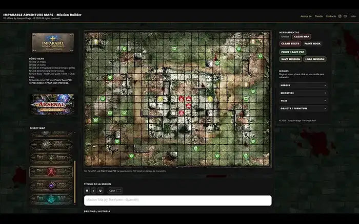 Mission Builder App pantalla principal con editor de misión